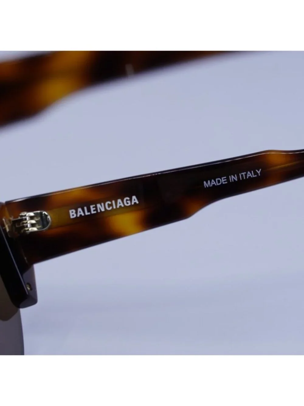 Balenciaga BB0004S 007 Sunglasses Shiny Medium Havana Shield Frame